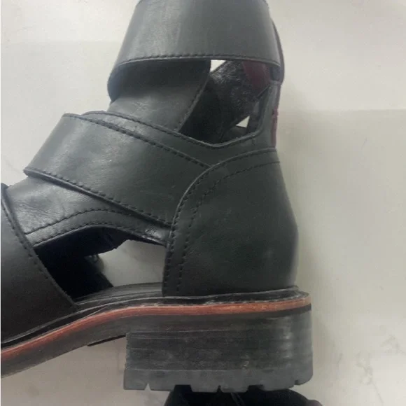 Boho RAG & BONE Boot Ankle Moto Booties Sandals Leather Black Red Maroon Size 8 - Picture 6 of 6